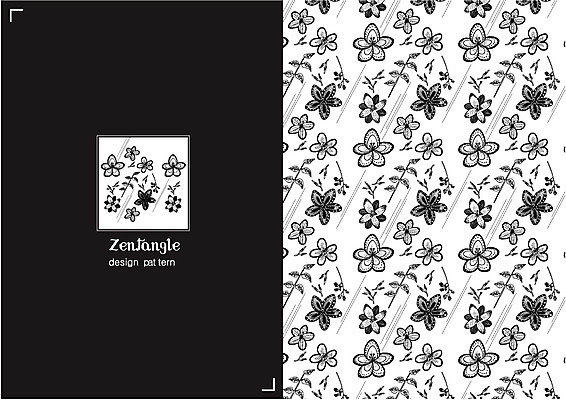 식물 문양 꽃 선 컬러 백그라운드 패턴 일러스트 흑백 사람없음 패턴백그라운드 젠탱글 국내일러스트 AI파일 무늬 촬영기법 파일형식 벡터