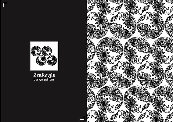 식물 꽃 컬러 백그라운드 패턴 일러스트 흑백 사람없음 패턴백그라운드 젠탱글 국내일러스트 AI파일 무늬 촬영기법 파일형식 벡터