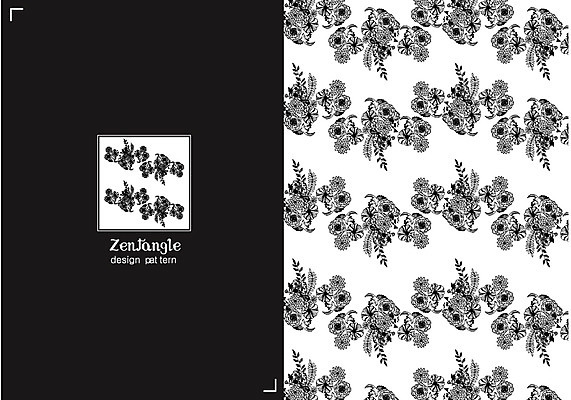 식물 문양 꽃 컬러 백그라운드 잎 패턴 일러스트 흑백 사람없음 패턴백그라운드 젠탱글 국내일러스트 AI파일 무늬 촬영기법 파일형식 벡터