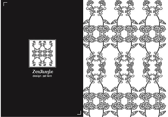 식물 문양 꽃 컬러 백그라운드 잎 패턴 일러스트 흑백 사람없음 패턴백그라운드 젠탱글 국내일러스트 AI파일 무늬 촬영기법 파일형식 벡터
