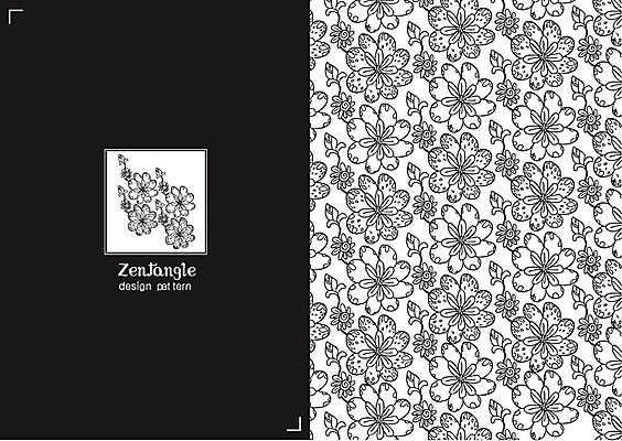 식물 문양 꽃 컬러 백그라운드 패턴 일러스트 흑백 사람없음 패턴백그라운드 꽃봉오리 젠탱글 국내일러스트 AI파일 무늬 촬영기법 파일형식 벡터