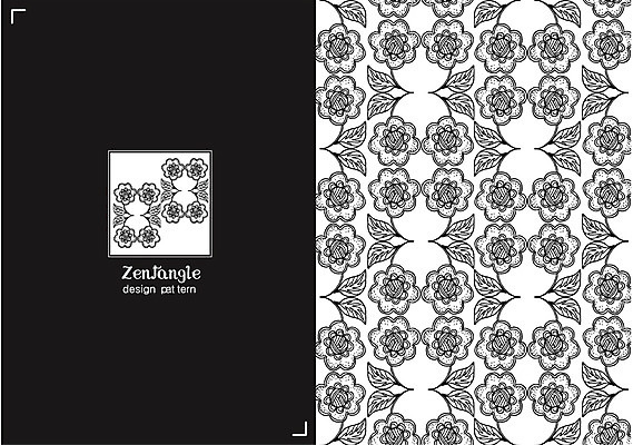 식물 문양 꽃 컬러 백그라운드 잎 패턴 일러스트 흑백 사람없음 패턴백그라운드 젠탱글 국내일러스트 AI파일 무늬 촬영기법 파일형식 벡터