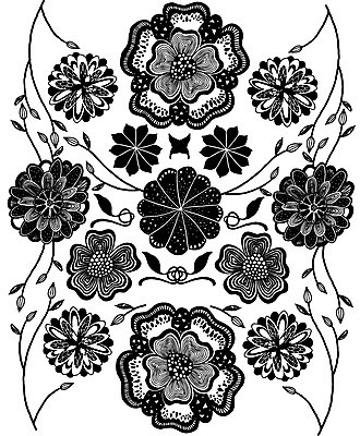 식물 문양 꽃 선 컬러 백그라운드 패턴 일러스트 흑백 사람없음 패턴백그라운드 꽃봉오리 젠탱글 국내일러스트 AI파일 무늬 촬영기법 파일형식 벡터