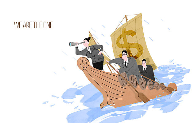 PSD 여자 남자 바다 일러스트 회사 넥타이 협력 함께함 항해 사람 정장 성인 세명 달러 망원경 도움 직장인 화폐기호 목표 계획 동료 노 선박 성인만 국내일러스트 직업 기호 잡화 옷 컨셉 수상교통 돈 배_교통 비즈니스 관계 화폐 파일형식