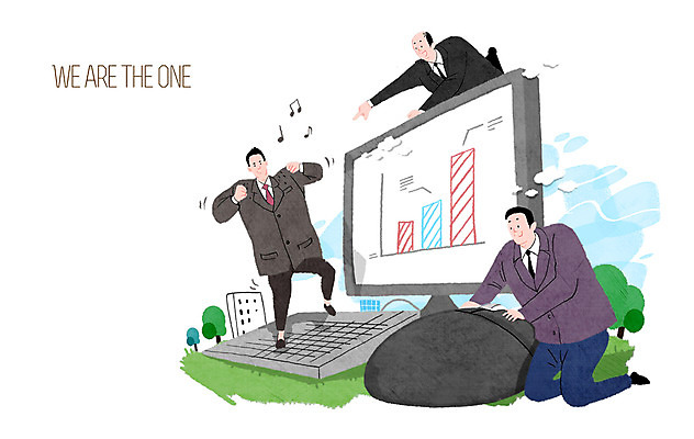 PSD 나무 식물 남자 일러스트 회사 넥타이 협력 함께함 사람 정장 빌딩 성인 건물 세명 컴퓨터 새싹 키보드 마우스 도움 목표 계획 성인남자만 국내일러스트 건축물 잡화 옷 컨셉 비즈니스 전자제품 컴퓨터용품 남자만 성인만 파일형식