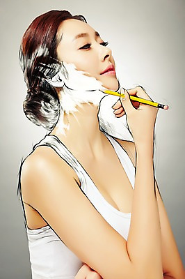 PSD 편집 편집이미지 여자 포토일러 실내 한명 사람 동양인 상반신 성인 민소매 뷰티 연필 한국인 성형수술 스케치 턱 과정 의료성형뷰티 여자만 여자한명만 성인여자만 성인만 이미지편집 1 컨셉 상의 학용품 미술 인종 내부 필기구 수술 파일형식