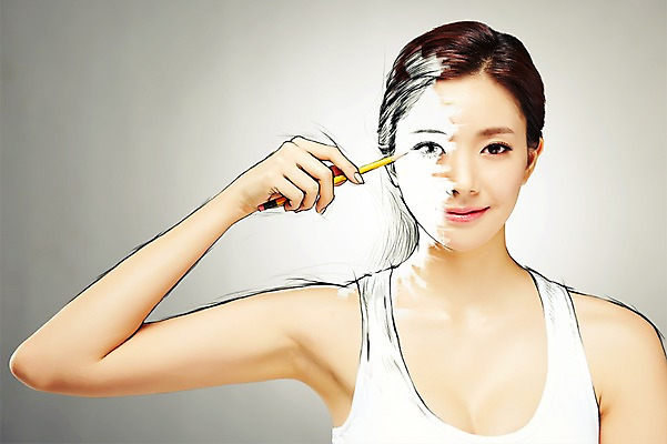 PSD 편집 편집이미지 여자 포토일러 실내 한명 사람 동양인 상반신 성인 민소매 뷰티 연필 한국인 성형수술 스케치 과정 안구 의료성형뷰티 여자만 여자한명만 성인여자만 성인만 이미지편집 1 컨셉 상의 학용품 미술 인종 내부 신체부위 필기구 수술 파일형식