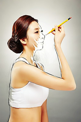 PSD 편집 편집이미지 여자 포토일러 실내 한명 사람 동양인 상반신 성인 민소매 뷰티 연필 한국인 성형수술 스케치 코 과정 의료성형뷰티 여자만 여자한명만 성인여자만 성인만 이미지편집 1 컨셉 상의 학용품 미술 인종 내부 신체부위 필기구 수술 파일형식