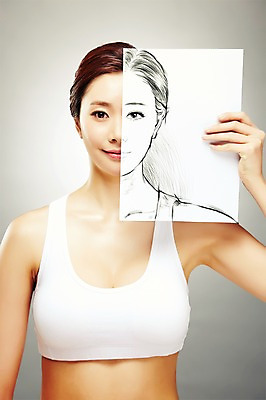 PSD 편집 편집이미지 여자 얼굴 포토일러 실내 한명 사람 동양인 상반신 성인 민소매 뷰티 연필 한국인 성형수술 스케치 과정 의료성형뷰티 여자만 여자한명만 성인여자만 성인만 이미지편집 1 컨셉 상의 학용품 미술 인종 내부 신체부위 필기구 수술 파일형식