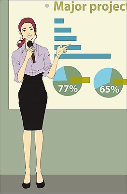 전신 PSD 여자 일러스트 비즈니스 회의 그래프 한명 서기 사람 정장 성인 비즈니스우먼 발표 만화 마이크 프로젝트 아트툰 국내일러스트 1 옷 음향기기 모션 직장인 그림 파일형식