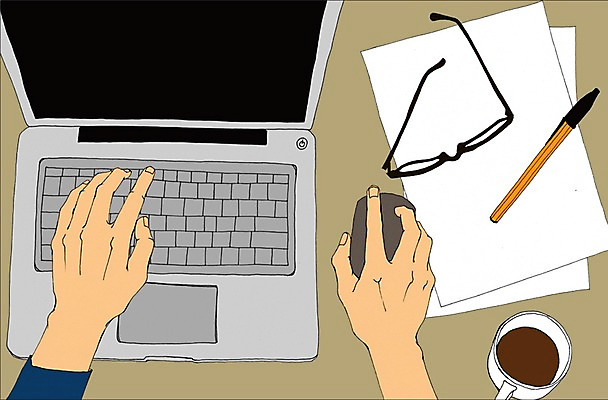 PSD 손 종이 안경 커피 음료 일러스트 사람 신체부위 컵 노트북 펜 머그컵 마우스 업무 만화 책상 아트툰 국내일러스트 식기 잡화 가구 전자제품 필기구 컴퓨터용품 작업 그림 파일형식