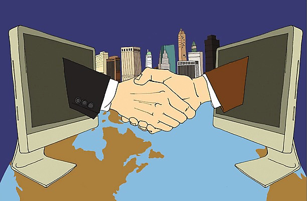 PSD 손 지구 일러스트 비즈니스 악수 사람 빌딩 신체부위 글로벌 모니터 거래 도시 만화 아트툰 국내일러스트 손짓 건물 컴퓨터 그림 파일형식