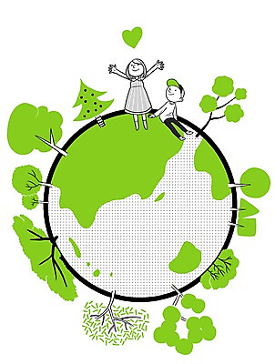 PSD 나무 식물 여자 남자 지구 어린이 백그라운드 일러스트 자연 사람 두명 지구본 자연보호 환경 환경보전 어린이만 국내일러스트 보호 사회이슈 생태계 파일형식