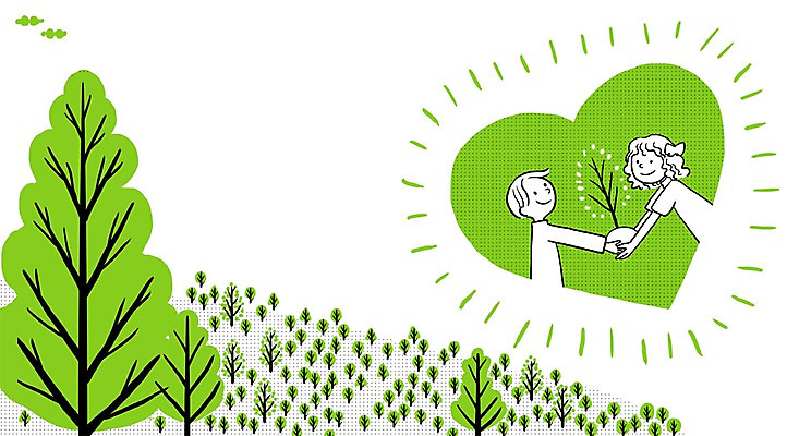 PSD 나무 식물 여자 남자 어린이 백그라운드 일러스트 자연 사람 두명 자연보호 환경 하트 환경보전 어린이만 국내일러스트 모양 보호 사회이슈 생태계 파일형식