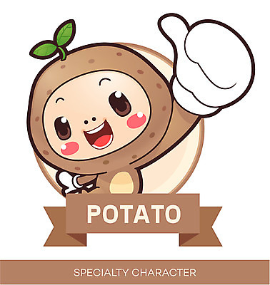 캐릭터 채소 일러스트 감자 손짓 사람없음 라벨 엄지손가락 최고 특산물 특산물캐릭터 채소캐릭터 마스코트 일러캐릭터 AI파일 손가락 모션 프레임 파일형식 벡터