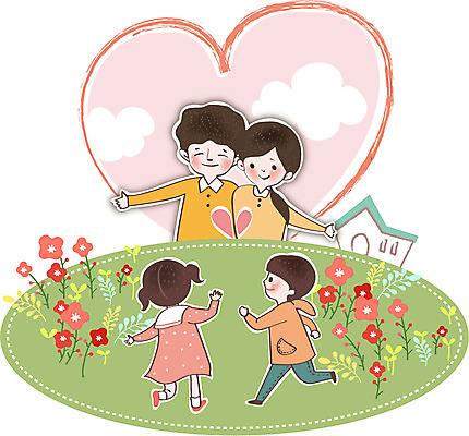 식물 여자 남자 꽃 딸 행복 아들 어린이 일러스트 가족 엄마 주택 사랑 사람 여러명 성인 화목 다정 하트 아빠 국내일러스트 AI파일 모양 감정 다수 컨셉 관계 건물 파일형식 벡터