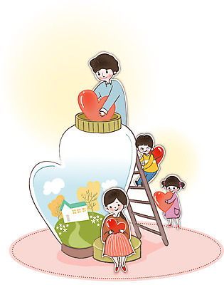 나무 식물 여자 남자 딸 행복 아들 어린이 일러스트 사다리 가족 엄마 주택 사랑 사람 여러명 성인 화목 다정 저축 저금통 하트 아빠 금융의날 국내일러스트 AI파일 모양 감정 다수 컨셉 관계 건물 금융 도구 파일형식 벡터 법정기념일