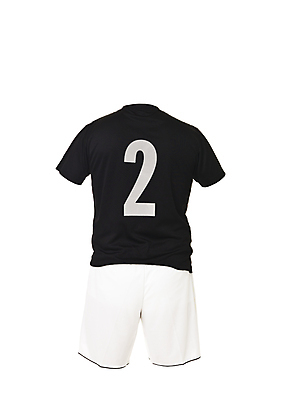 포토 JPG 해외이미지 옷 클리핑패스 스포츠 셔츠 유니폼 2 반바지 사람없음 운동복 숫자 검은색 축구 흰색 자르기 흰배경 고립 해외202004 해외포토 문자 컬러 백그라운드 상의 바지 모션 구기 파일형식 이미지허브