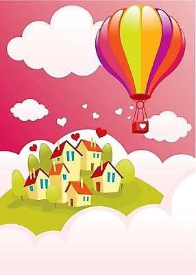 EPS 해외이미지 구름 분홍색 여행 일러스트 하늘 발렌타인데이 사랑 풍경 사람없음 마을 하트 풍선 땅바닥 해외202004 해외일러스트 자연요소 모양 감정 컬러 데이이벤트 바닥 파일형식 벡터 이미지허브