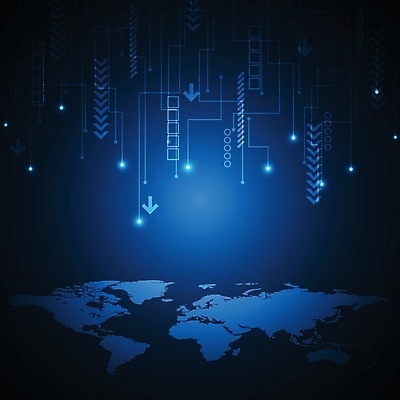 EPS 해외이미지 디자인 화살표 컨셉 세계지도 일러스트 추상 미래 사람없음 그래픽 파란색 디지털 해외202004 해외일러스트 컬러 지도 무늬 세계 파일형식 벡터 이미지허브