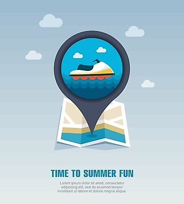 EPS 해외이미지 구름 바다 지도 일러스트 사람없음 여름 여름휴가 바캉스 수상스포츠 위치 제트스키 해외202004 해외일러스트 자연요소 계절 스포츠 휴가 파일형식 벡터 여름_계절 이미지허브