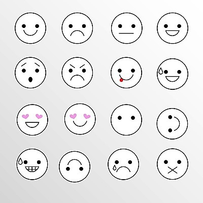 EPS 해외이미지 캐릭터 감정 선 일러스트 표정 사람없음 세트 원형 낙서 만화 심플 이모티콘 해외202004 해외일러스트 일러캐릭터 도형 파일형식 벡터 이미지허브