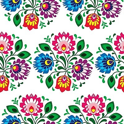 EPS 해외이미지 전통 꽃 패턴 일러스트 사람없음 컬러풀 화려 폴란드 해외202004 해외일러스트 식물 유럽 컬러 컨셉 무늬 파일형식 벡터 이미지허브