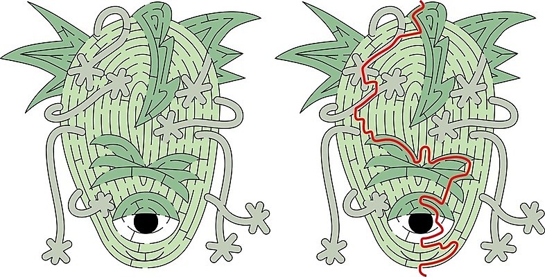 EPS 해외이미지 교육 길 일러스트 초록색 게임 퍼즐 만화 그림 미로 해결 구성 몬스터 쉬운 해외202004 해외일러스트 컬러 놀이 파일형식 벡터 이미지허브