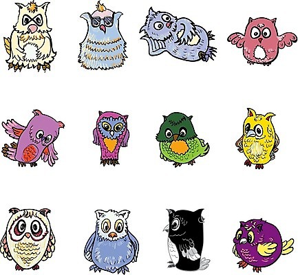 EPS 해외이미지 동물 캐릭터 디자인 야생동물 백그라운드 일러스트 자연 조류 세트 컬러풀 흰색 낙서 만화 수집 심볼 그림 부엉이 고립 해외202004 해외일러스트 일러캐릭터 컬러 생태계 파일형식 벡터 이미지허브