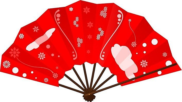 EPS 해외이미지 전통 디자인 일러스트 동양인 빨간색 일본 중국 오픈 부채 고립 타격 해외202004 해외일러스트 아시아 컬러 모션 인종 파일형식 벡터 이미지허브