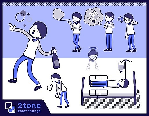 EPS 해외이미지 전신 여자 돈 일러스트 술병 흡연 담배 여러명 성인 파란색 세트 죽음 유령 만취 종업원 음주 직원 서비스 담배연기 판매원 병원침대 술취함 흡연자 성인여자만 해외202004 해외일러스트 직업 컬러 다수 병_용기 주류 사람 침대 재산 연기 여자만 성인만 파일형식 벡터 이미지허브