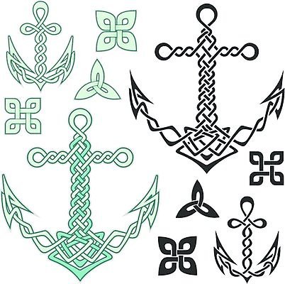 EPS 해외이미지 디자인 십자가 일러스트 초록색 검은색 정사각형 매듭 해군 닻 해외202004 해외일러스트 도형 컬러 군대 파일형식 벡터 이미지허브