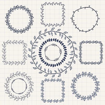 EPS 해외이미지 일러스트 나뭇잎 사각프레임 사람없음 원형프레임 해외202004 해외일러스트 잎 프레임 사각형 원형 파일형식 벡터 이미지허브