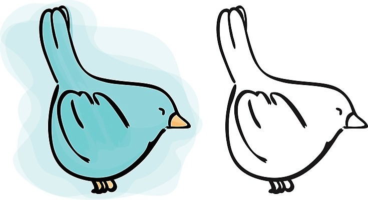 EPS 해외이미지 일러스트 조류 수채화 파란색 검은색 만화 윤곽 우표 해외202004 해외일러스트 동물 컬러 파일형식 벡터 이미지허브