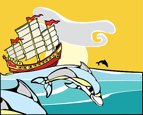 포토 JPG 해외이미지 파도 바다 여행 동양인 사람없음 반사 일본 중국 깃발 보트 폐기물 돌고래 무역 돛 해적 꼬투리 제국 해외202004 해외포토 산업 아시아 배_교통 포유류 인종 수중동물 쓰레기 도둑 파일형식 이미지허브