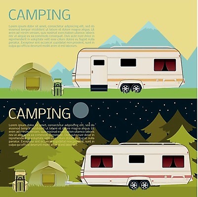 EPS 해외이미지 도로 일러스트 사람없음 여름 캠핑 운전 숲 카라반 해외202004 해외일러스트 계절 길 교통시설 모션 레저 캠핑카 파일형식 벡터 이미지허브