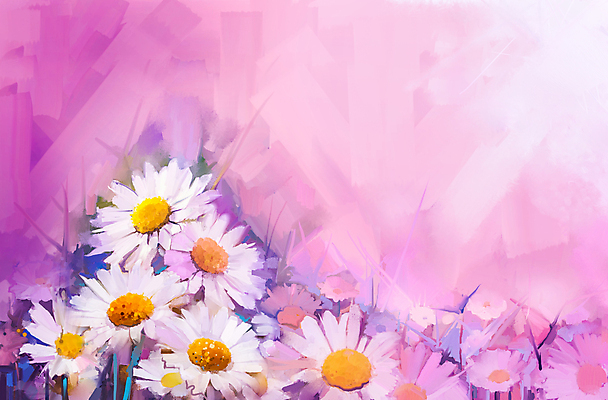 JPG 해외이미지 꽃 분홍색 일러스트 사람없음 그림 데이지 손그림 거베라 유화 해외202004 해외일러스트 식물 컬러 미술 파일형식 이미지허브