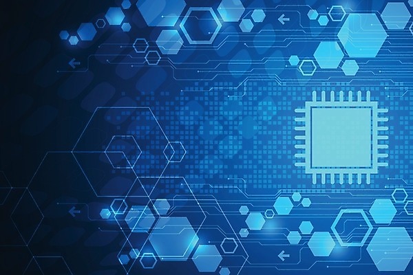 EPS 해외이미지 디자인 컨셉 일러스트 추상 미래 사람없음 그래픽 파란색 디지털 메모리칩 육각형 해외202004 해외일러스트 도형 컬러 무늬 부속품 파일형식 벡터 이미지허브