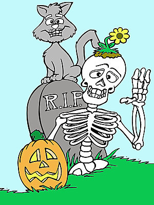 EPS 해외이미지 일러스트 호박 골격 고양이 할로윈 묘사 해외202004 해외일러스트 채소 포유류 반려동물 파일형식 벡터 이미지허브