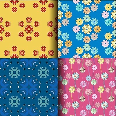 EPS 해외이미지 디자인 꽃 선 백그라운드 이동 패턴 일러스트 추상 미술 그래픽 장식 세트 컬러풀 원형 그림 해외202004 해외일러스트 도형 식물 컬러 컨셉 무늬 문화예술 파일형식 벡터 이미지허브