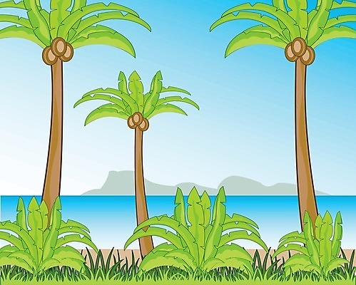 EPS 해외이미지 식물 바다 섬 일러스트 자연 휴식 풍경 물 여름 뜨거움 허브 이국적 파라다이스 해외202004 해외일러스트 자연요소 계절 컨셉 생태계 파일형식 벡터 이미지허브