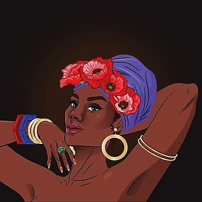 EPS 해외이미지 1 여자 꽃 행복 얼굴 꽃무늬 일러스트 장신구 미술 사람 인종 성인 그래픽 치료 장식 갈색 머리 유행 검은색 어둠 피부 싱글 디스코 내추럴 고립 터번 스타일 해외202004 해외일러스트 식물 감정 음악 컬러 무늬 의학 문화예술 신체부위 춤 머리장식 파일형식 벡터 이미지허브