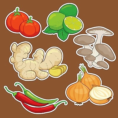EPS 해외이미지 음식 토마토 채소 일러스트 양파 파프리카 건강 세트 버섯 신선 만화 레몬 그림 후추 생강 고립 해외202004 해외일러스트 과일 향신료 파일형식 벡터 향미료 양념 이미지허브
