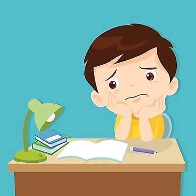 EPS 해외이미지 학생 교육 남자 어린이 일러스트 학교 한명 소년 책 턱괴기 책상 어려움 소년한명만 해외202004 해외일러스트 1 가구 모션 사람 남자한명만 소년만 파일형식 벡터 이미지허브