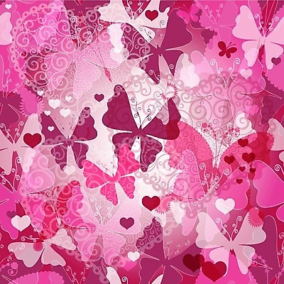 EPS 해외이미지 문양 나비 패턴 일러스트 사람없음 하트 화려 진분홍색 해외일러스트 모양 분홍색 곤충 컨셉 무늬 파일형식 벡터 이미지허브
