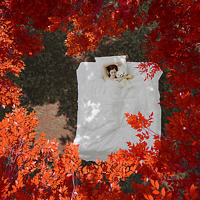 JPG 서양인 외국인 식물 편집 편집이미지 계절 여자 베개 나뭇잎 한명 사람 성인 곰인형 이불 가을 침대 잠 합성 디지털아트 여자만 여자한명만 성인여자만 성인만 편집실사 1 인형 가구 잎 침구 인종 CG 파일형식
