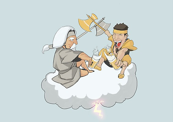 PSD 구름 노년 남자 일러스트 맥주 주류 사람 성인 두명 신선 건배 맥주잔 도끼 소주 비어피플 소주잔 소맥 성인남자만 노인만 노인남자만 국내일러스트 자연요소 음료 술잔 남자만 성인만 파일형식