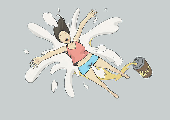 PSD 여자 일러스트 맥주 주류 한명 사람 성인 거품 캔맥주 비어피플 국내일러스트 1 음료 캔 파일형식