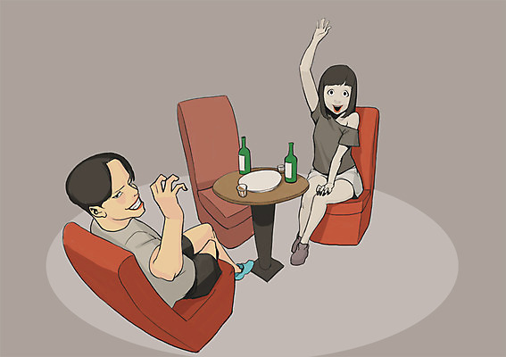 전신 PSD 접시 커플 여자 남자 의자 일러스트 탁자 주류 사람 앉기 성인 두명 소주 비어피플 소주잔 국내일러스트 식기 음료 가구 술잔 관계 모션 파일형식