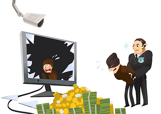 PSD 남자 지폐 돈 인터넷 일러스트 사람 성인 세명 모니터 범죄 보안관 보호 비밀 도둑 보안 감시카메라 해킹 검거 성인남자만 국내일러스트 직업 컨셉 안전 컴퓨터 카메라 재산 범죄인 남자만 성인만 파일형식